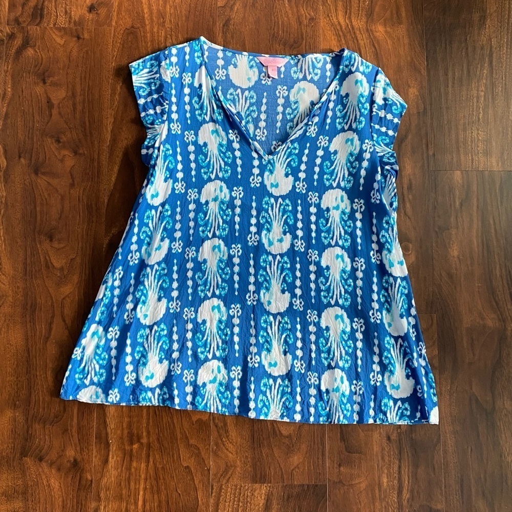 Lilly Pulitzer Shelley Top Indigo Get in Line size Small